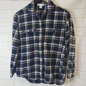 Womens X Small Navy Plaid Flannel Shirt